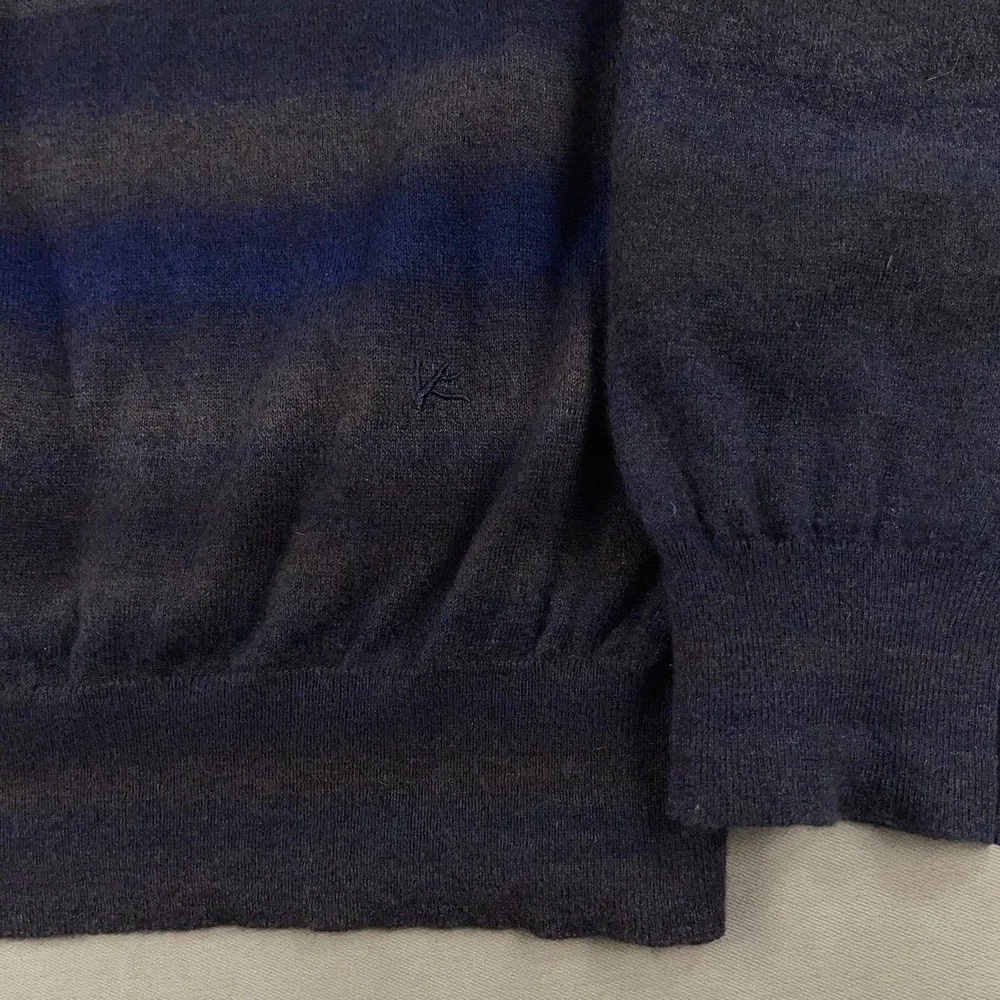 Isaia Cashmere Quarter Zip Sweater Mens Large Striped Long Sleeve Pullover Italy - Picture 9 of 15